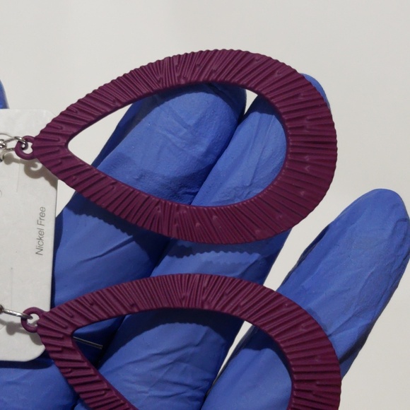 Elegant Teardrop Earrings Textured in Deep Purple - Women's Fashion Jewelry - Picture 7 of 9